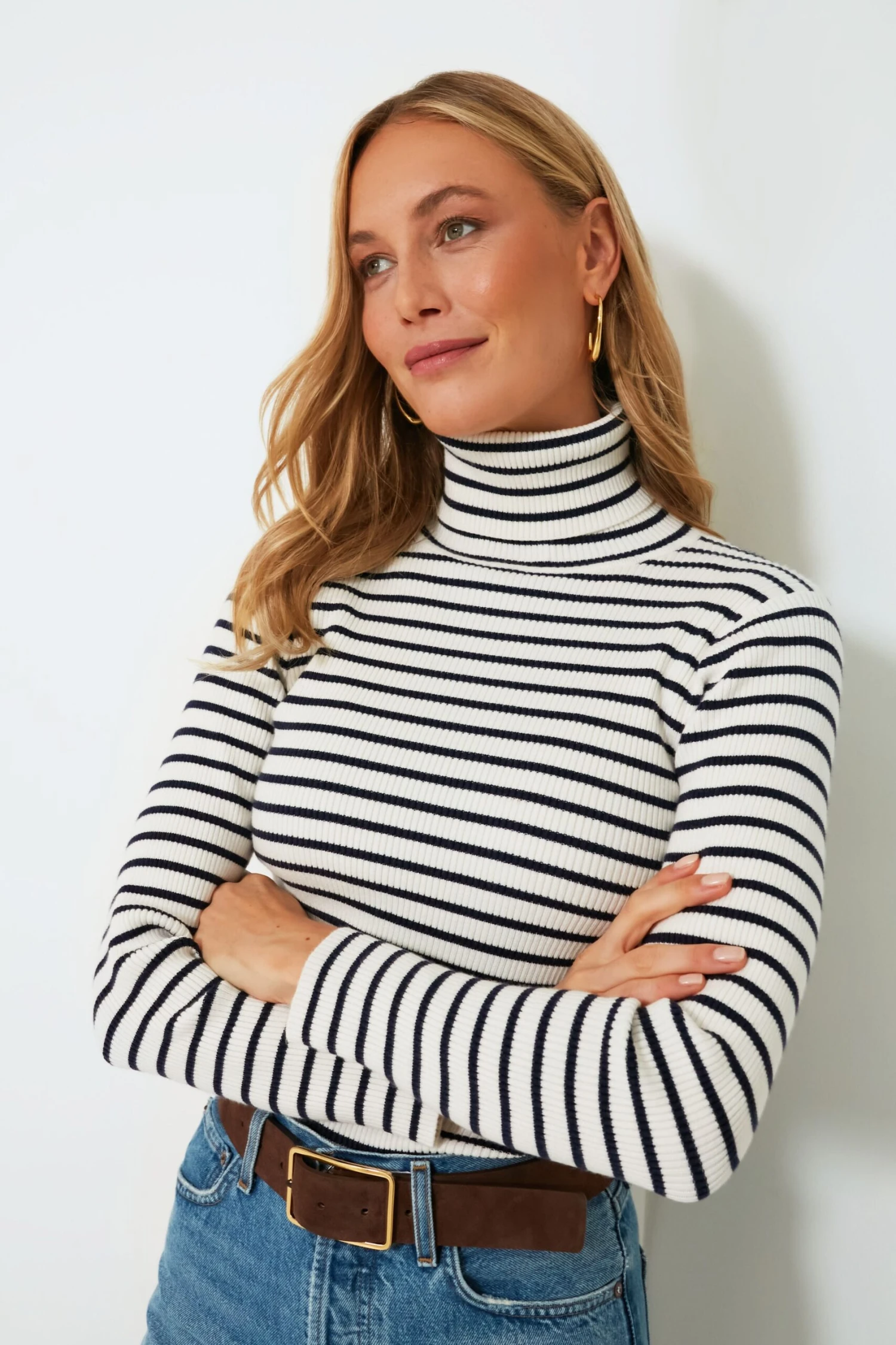 Navy Stripe Arlo Ribbed Turtleneck 1 Navy Stripe Arlo Ribbed Turtleneck