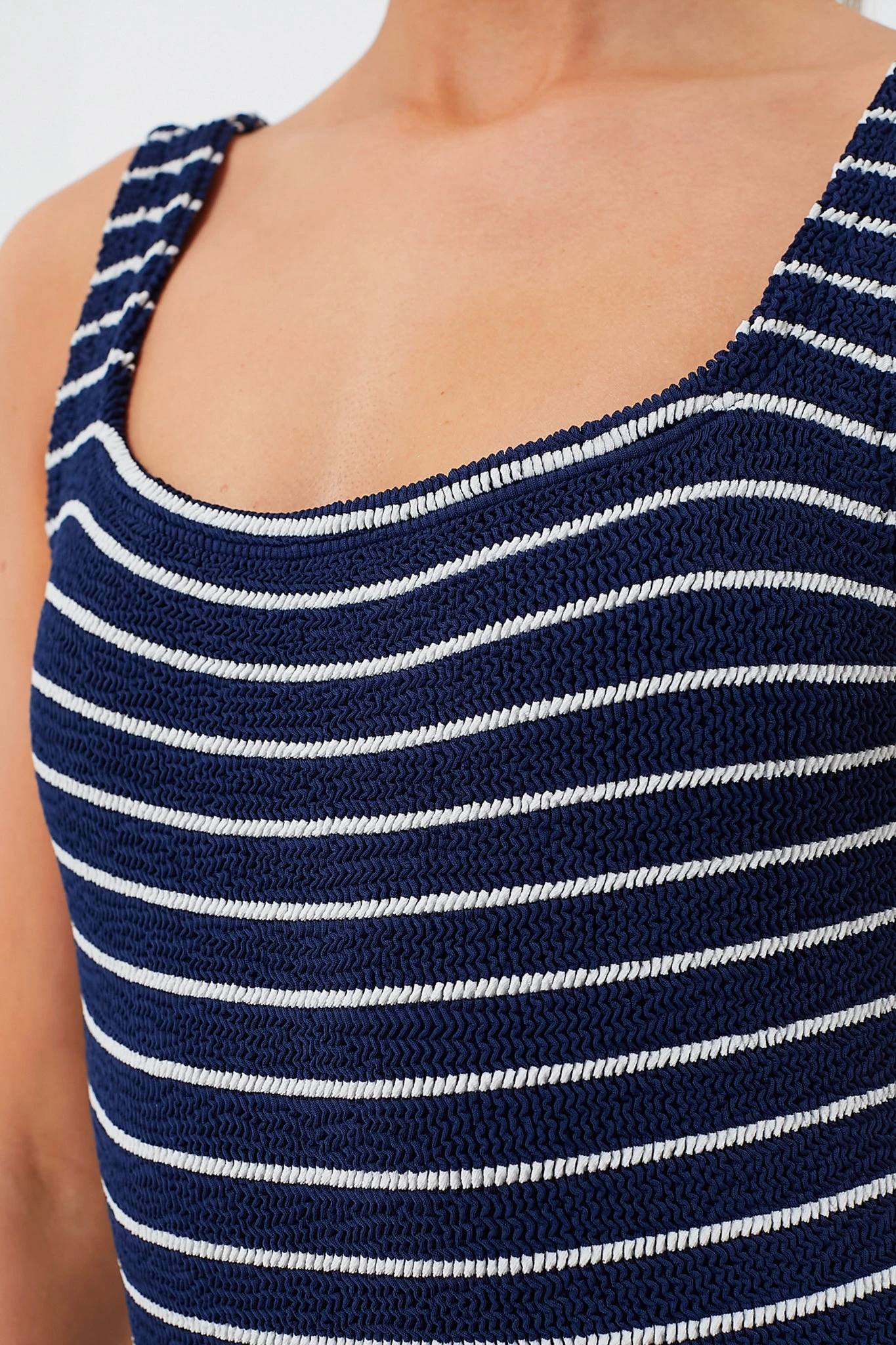 Navy And White Classic Square Neck One Piece 5 Navy And White Classic Square Neck One Piece - Image 5