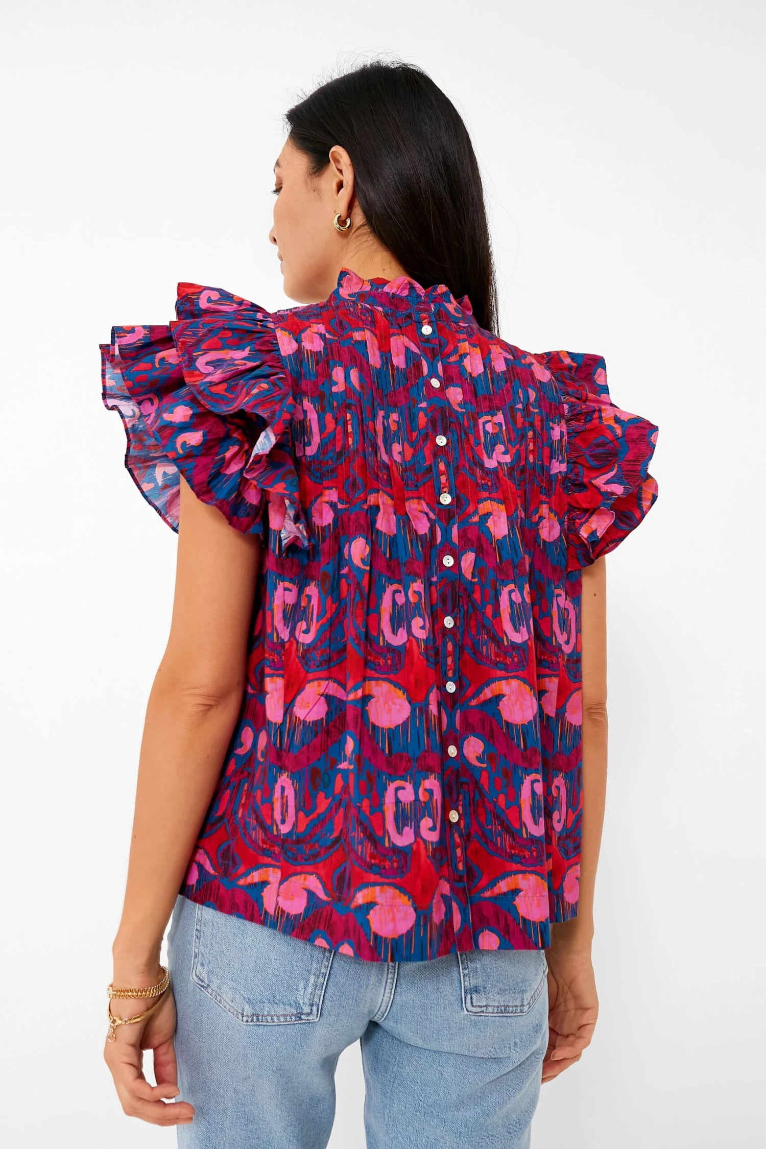 Exclusive Blue Kazak Pintuck Ruffle Top 4 Exclusive Blue Kazak Pintuck Ruffle Top - Image 4