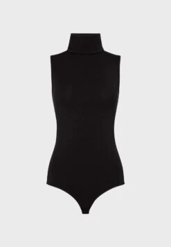 Wolford Black Viscose Sleeveless Turtleneck String Bodysuit