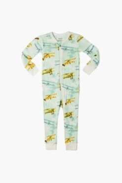 Vintage Planes Organic Cotton Zipper Pajama