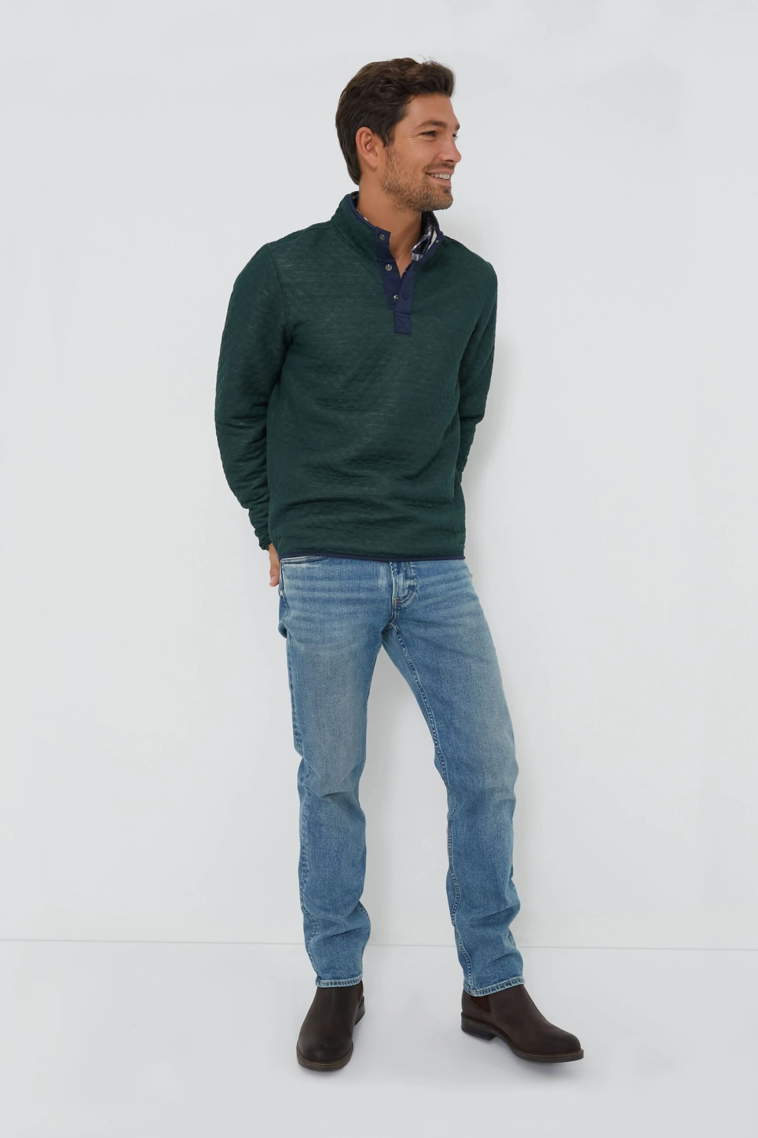 Marine Layer Green Oat Heather Corbet Reversible Pullover 2 Marine Layer Green Oat Heather Corbet Reversible Pullover - Image 2