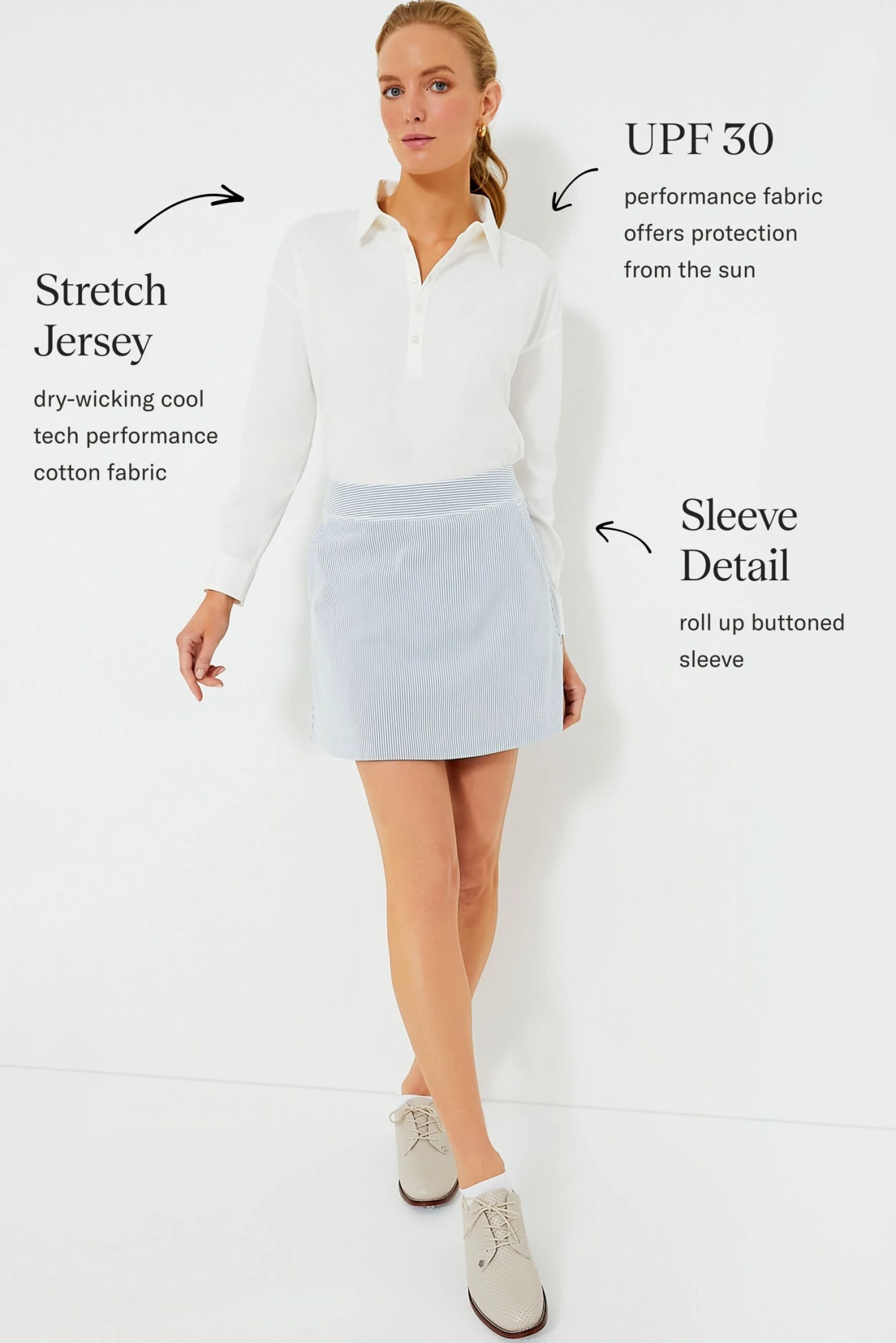 White Long Sleeve Performance Cotton Harrison Polo 3 White Long Sleeve Performance Cotton Harrison Polo - Image 3