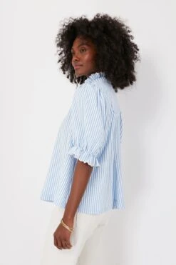 Blue Stripe Selena Blouse -Outfit And Shoe Sales Store osJzkR2EUcw76dI7z2GQUrGcdB1Zae78 1