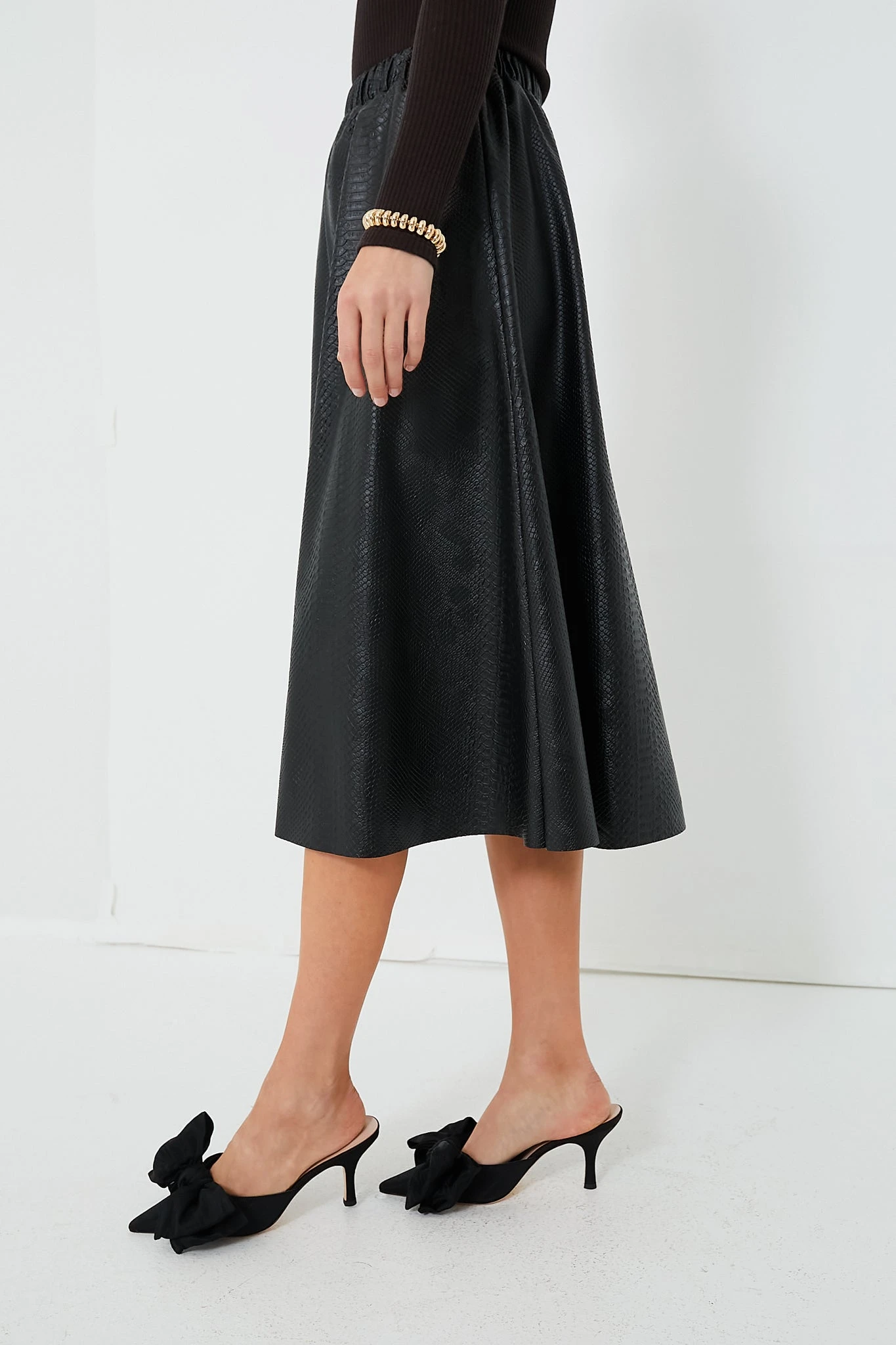 Black Vilma Vegan Leather Embossed Skirt 3 Black Vilma Vegan Leather Embossed Skirt - Image 3