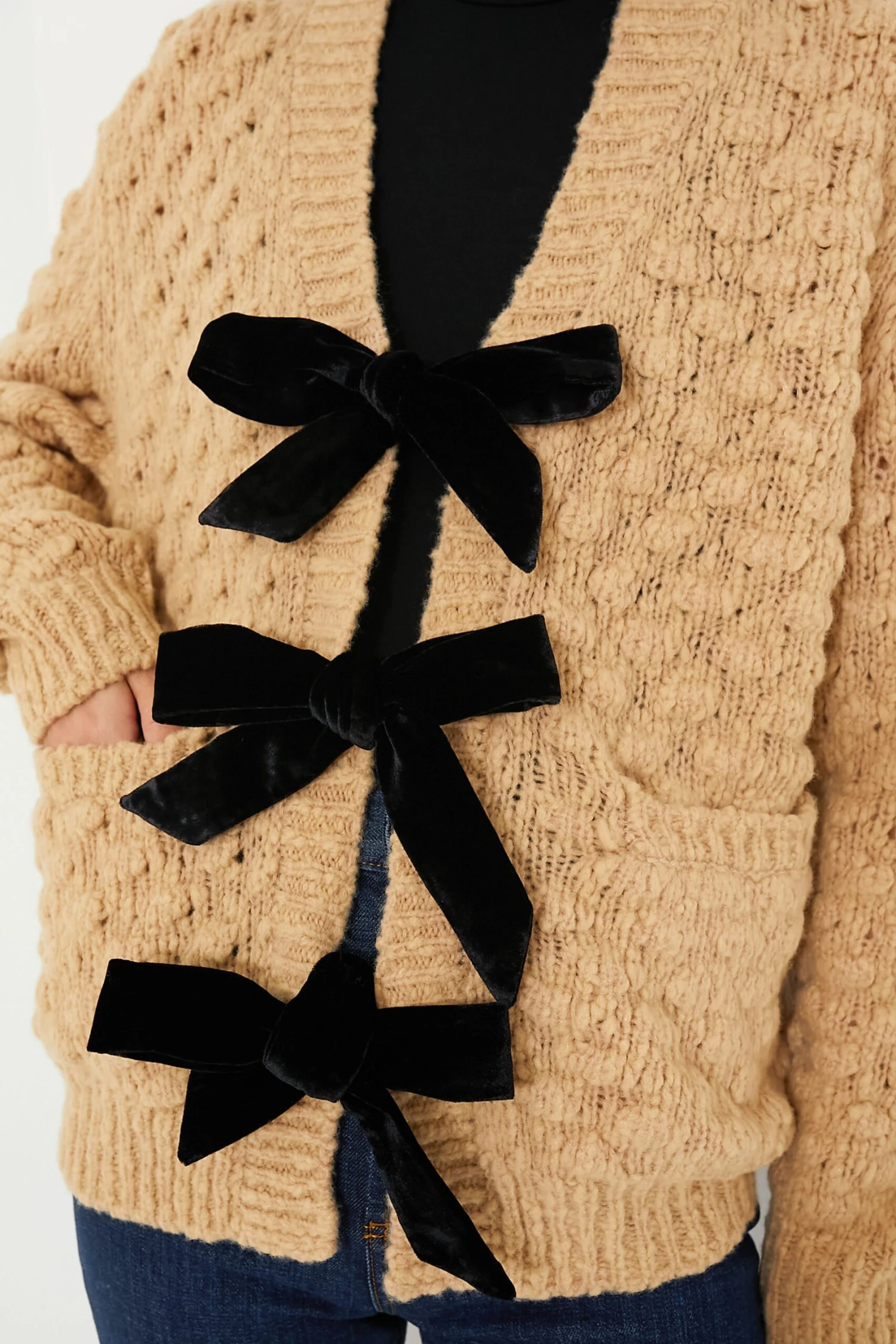 Camel Teresa Bow Tie Long Sleeve Cardigan 5 Camel Teresa Bow Tie Long Sleeve Cardigan - Image 5