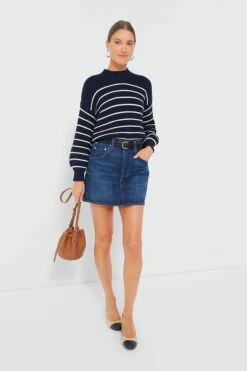 Dark Navy And Ivory Stripe Button Back Crewneck Sweater -Outfit And Shoe Sales Store pVCHYCdVAYMFXMkxYvm1CUvfzUhj9qOl 1