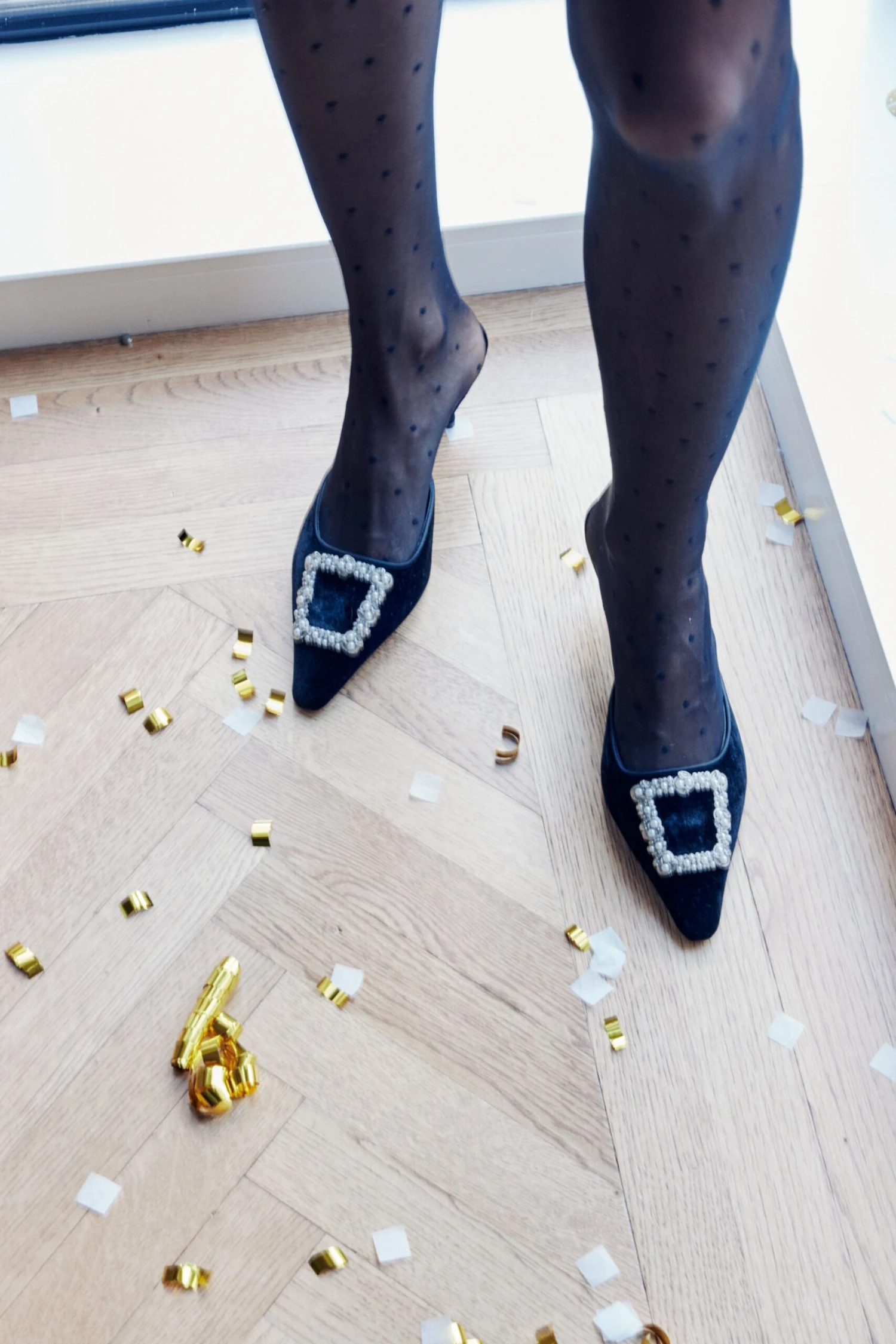 Falke Black Sheer Polka Dot Tights 2 Falke Black Sheer Polka Dot Tights - Image 2