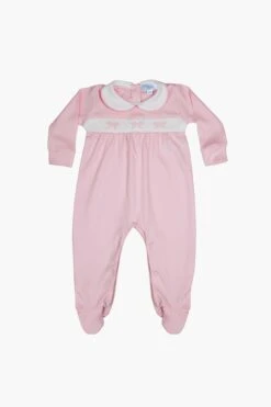 Bows Smocked Baby Girl Footie