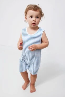 Blue Terry Sleeveless Play Overall