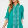 Embroidered Linen Montauk Lounge Shirt