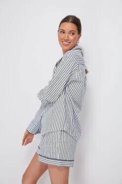 Women's Navy French Ticking Long Sleeve Short Set -Outfit And Shoe Sales Store qDXOXcLfCcZBd6WzN313WjfmVEtk4jLO 1