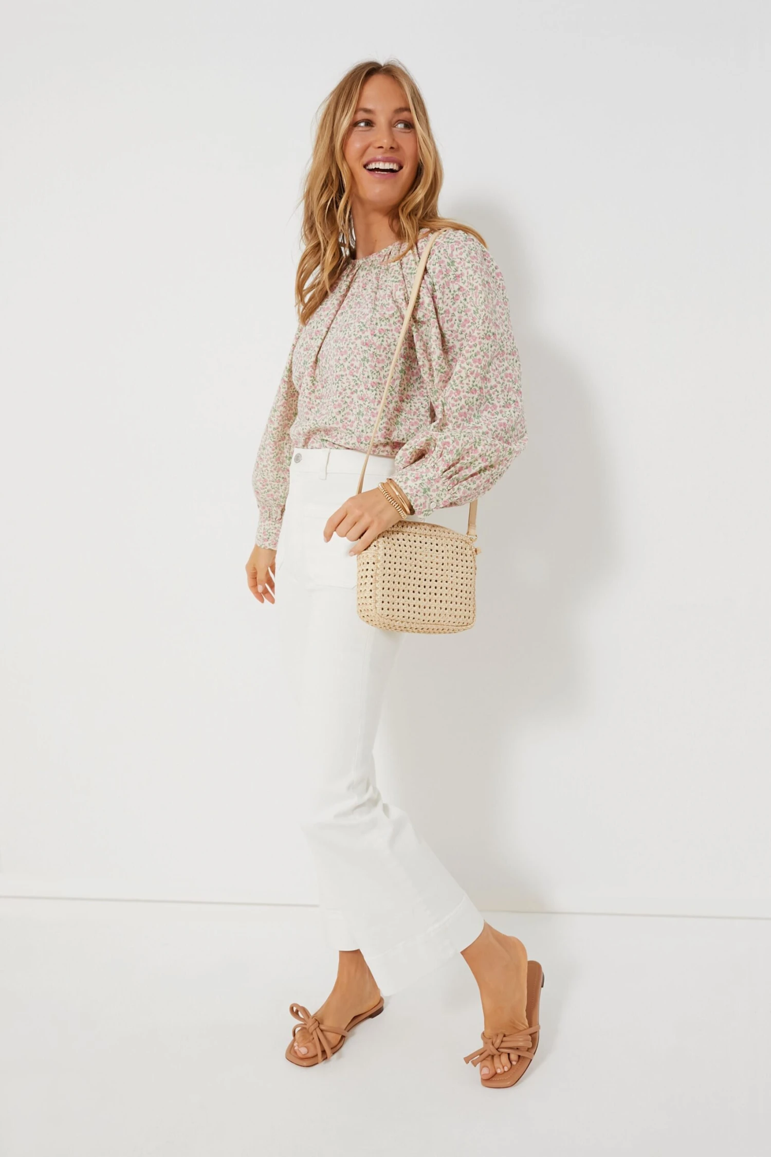 Pink Ditsy Floral Long Sleeve Maxine Blouse 5 Pink Ditsy Floral Long Sleeve Maxine Blouse - Image 5