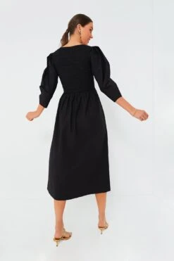 Ganni Black Cotton Poplin Open-Neck Smock Long Dress -Outfit And Shoe Sales Store qXgMPiqDh4W6XP9apNoaQzBwa4KgOssa 1