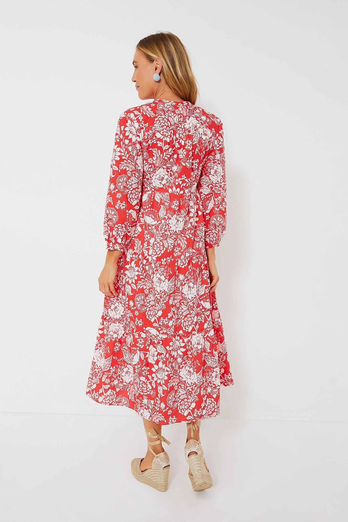 Red Floral McCauley Midi Dress 4 Red Floral McCauley Midi Dress - Image 4