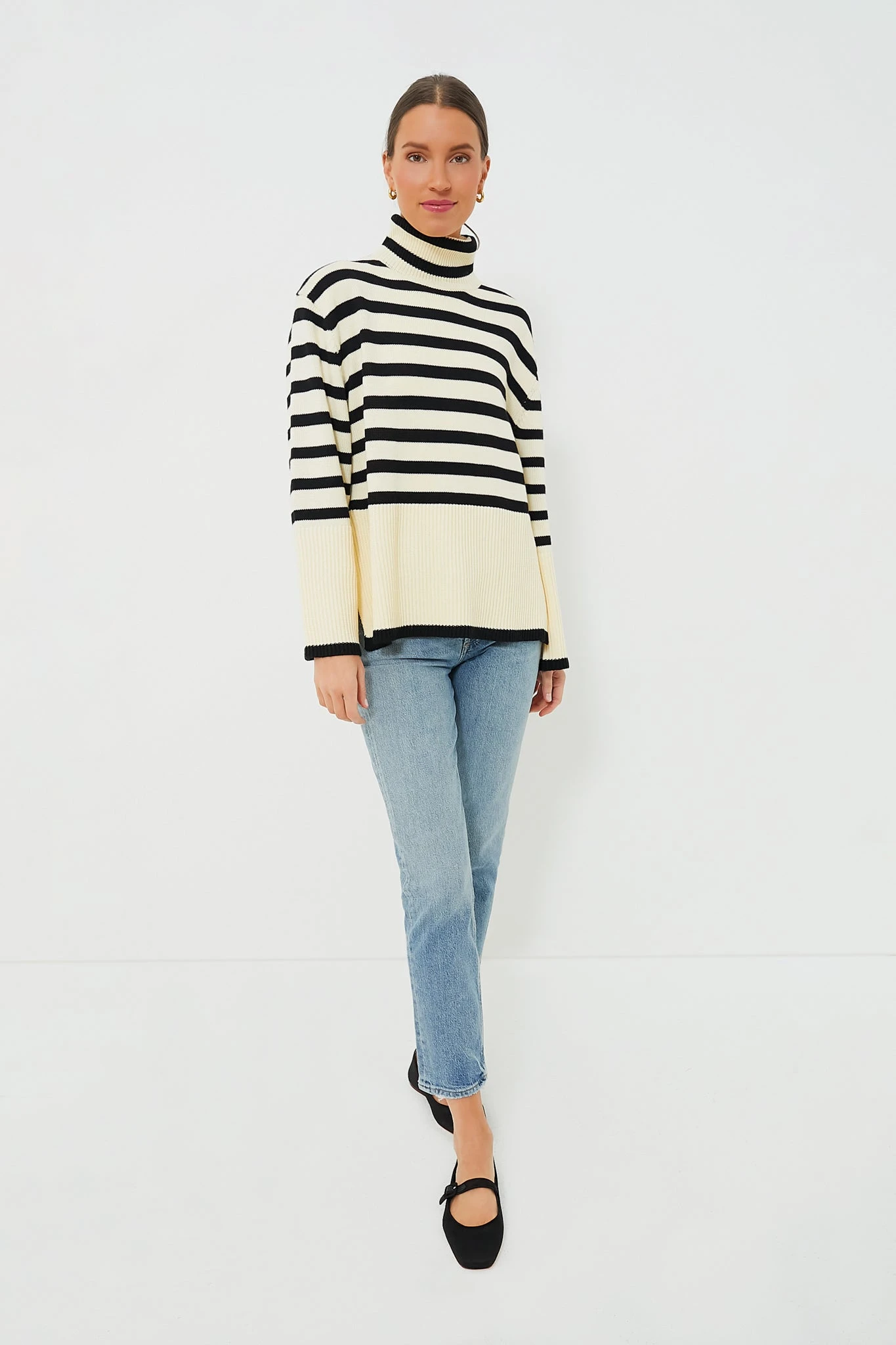 Cream Striped Turtleneck Sweater 7 Cream Striped Turtleneck Sweater - Image 7