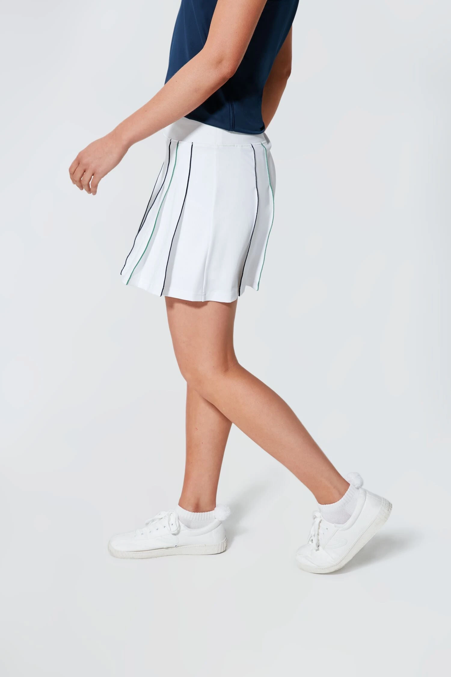 White Piped 15 Inch Lydia Tennis Skirt 4 White Piped 15 Inch Lydia Tennis Skirt - Image 4
