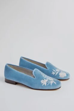 Wedgewood Blue Velvet Chinapaper Slippers -Outfit And Shoe Sales Store rHeT5OMl5KU6PEJrnkoxJeayq48whs7Q 1