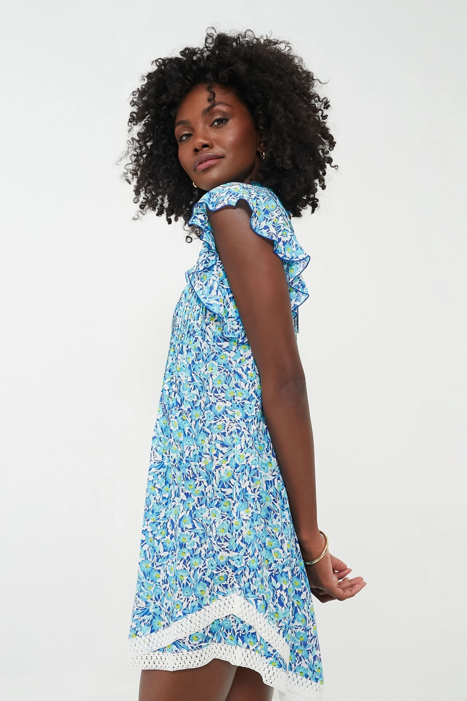 Blue Ocean Flowers Sasha Mini Dress 3 Blue Ocean Flowers Sasha Mini Dress - Image 3