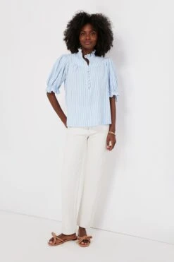 Blue Stripe Selena Blouse -Outfit And Shoe Sales Store rWrZ3TLaeGoMhXMSMI75sS6tdm6MtYNQ 1