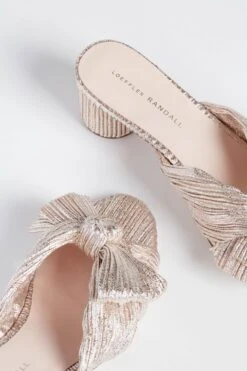 Loeffler Randall Champagne Shimmer Lame Emilia Pleated Knot Mules -Outfit And Shoe Sales Store rsVw1kJqHBI2LN0mLjnI0mzjBg1H2MOR 1