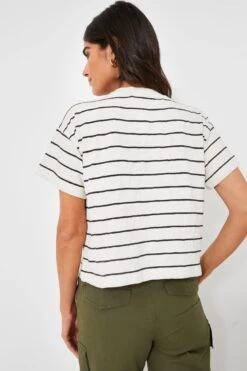 Marine Layer White And Black Stripe Heavy Slub Boxy Crew Crop Tee -Outfit And Shoe Sales Store sSXwXFXYjlCsgsB5XcVtXkYAnGjMTMUP 1