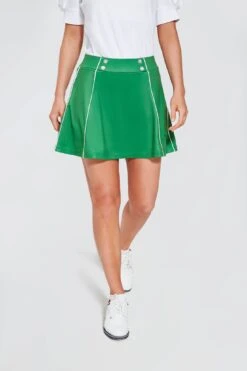 Green Piped 15 Inch Renee Golf Skirt
