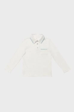 Blue Piping Parker Long Sleeve Polo