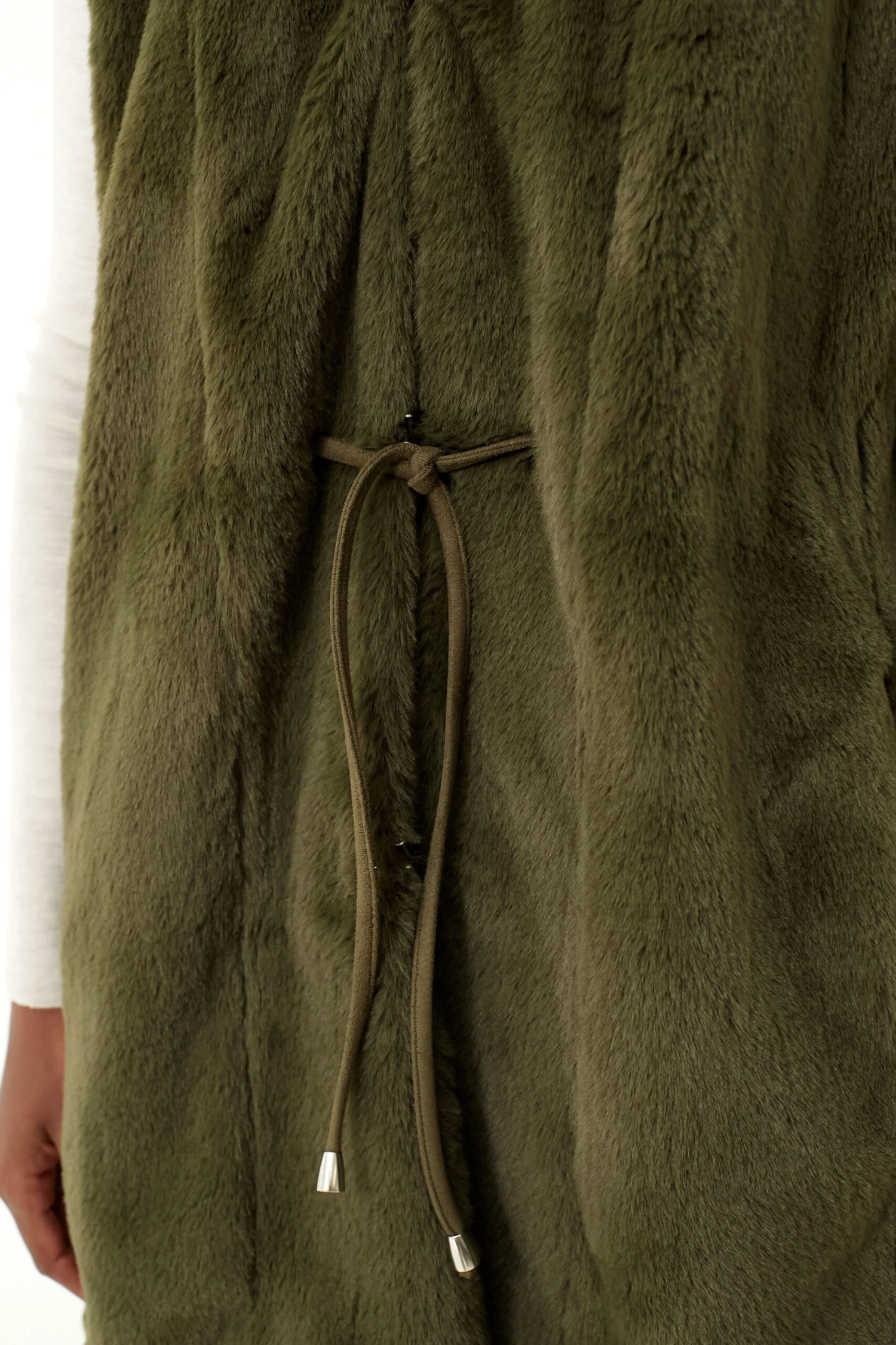 Moss Green Faux Fur Bayker Vest 5 Moss Green Faux Fur Bayker Vest - Image 5