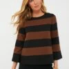 Black And Brown Striped Mia Blouse