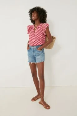 Vineyard Vines Lighthouse Red Tile Ruffle Top -Outfit And Shoe Sales Store ut601DMypb8Px9YhOcvyF9iOuemeinok 1