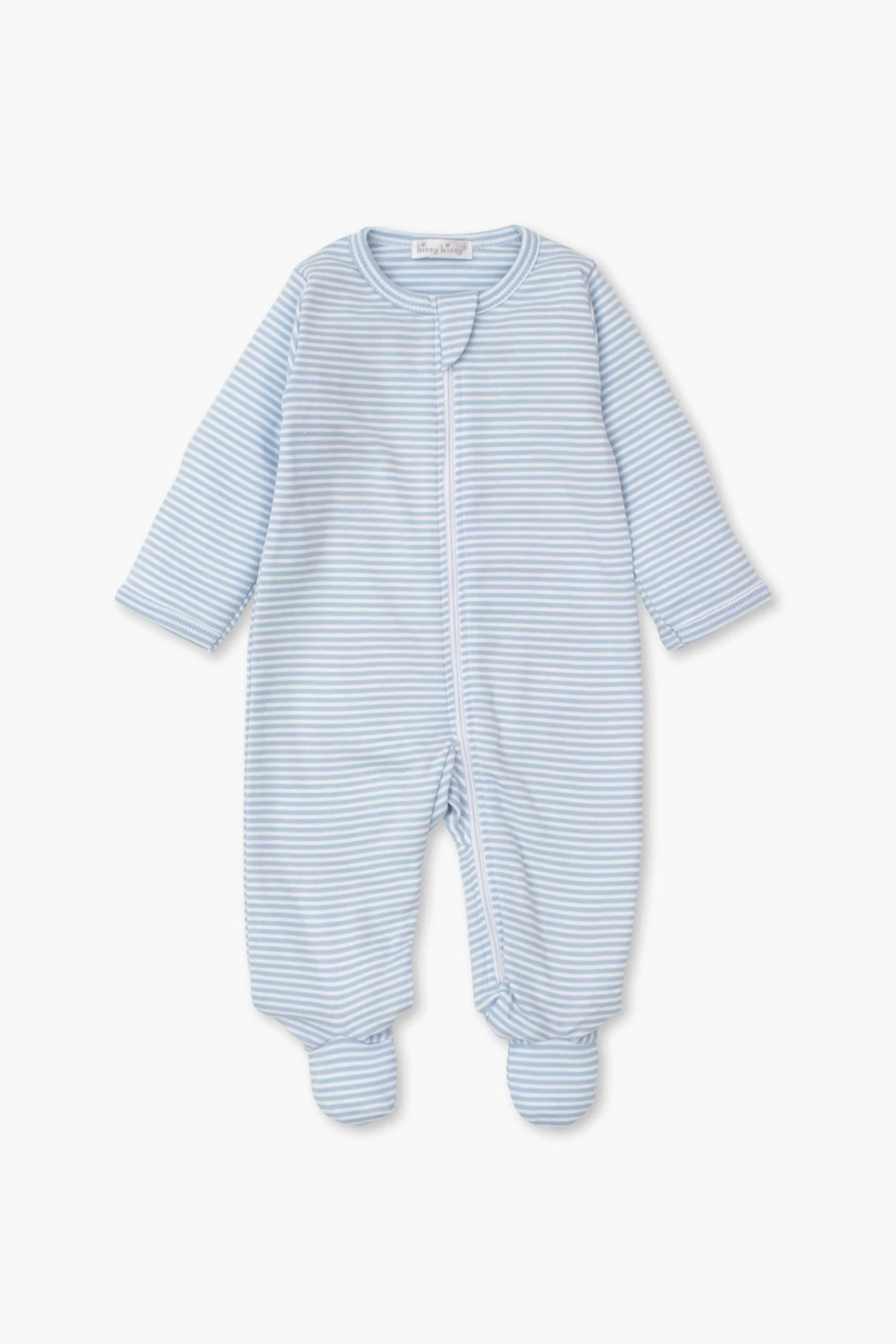 Blue Classic Rib Zipper Footie 1 Blue Classic Rib Zipper Footie