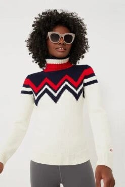 Navy And Snow White Alpine Sweater