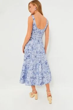 Staud Periwinkle Sketchbook Floral Midi Wells Dress -Outfit And Shoe Sales Store vKEWtKZ6Uz3cEixqknZ7XJQuubFu0EtU 1
