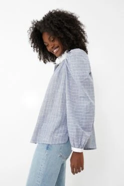 Blue Chambray Striped Annabel Shirt -Outfit And Shoe Sales Store vNVcMzjsy2btcPoG7HM3xfzSwerBgLmY 1