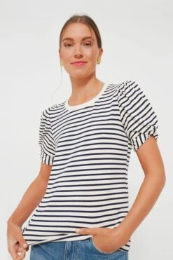 Navy Striped Vesty Puff Short Sleeve Crewneck -Outfit And Shoe Sales Store ve4r5Nxrso8huHlMR8dNoaPyXRkhtqqV 1