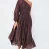 Chocolate One Shoulder Maxi Dress