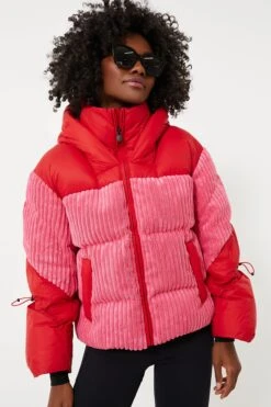 Azalea Pink And Red Zao Short Down Jacket