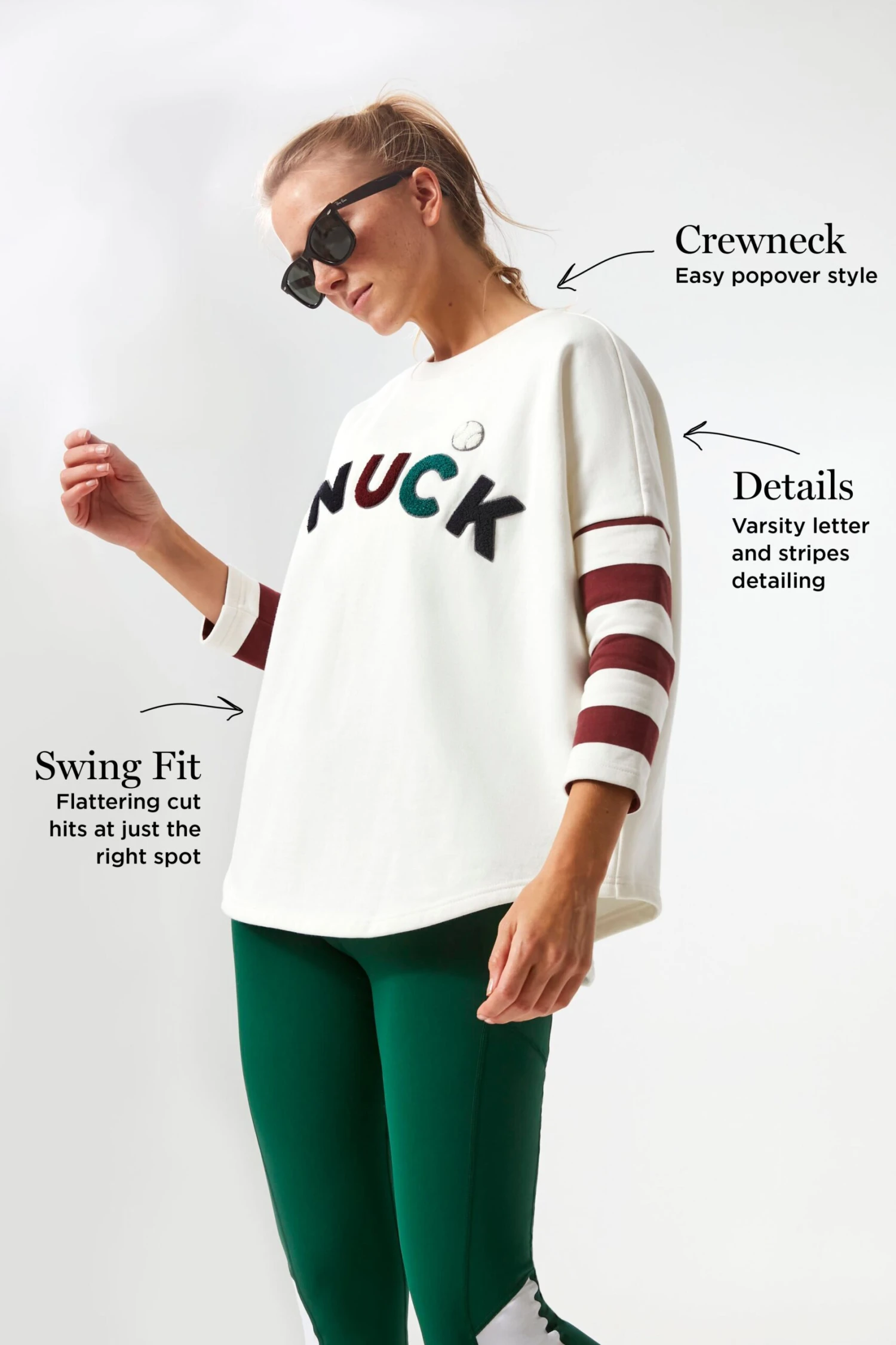 White Varsity Ally Swing Sweatshirt 3 White Varsity Ally Swing Sweatshirt - Image 3