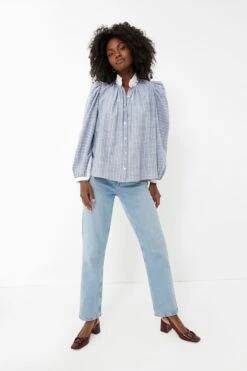 Blue Chambray Striped Annabel Shirt -Outfit And Shoe Sales Store w3AtbtZmqTOieuCjH0QfEMIXkuUF705I 1