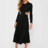 Black Cut Out Midi Dress