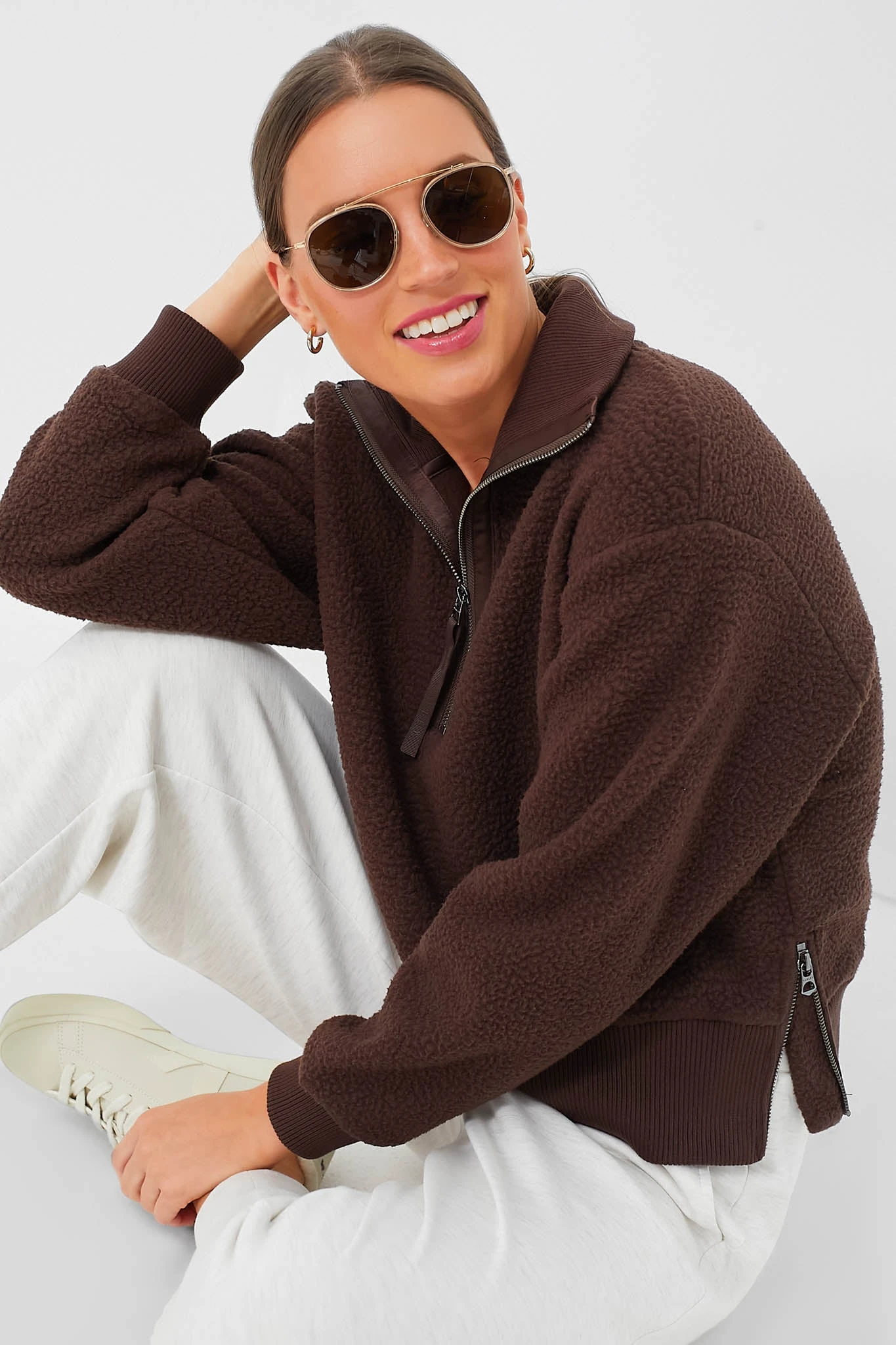 Varley Dark Truffle Roselle Half Zip Fleece 5 Varley Dark Truffle Roselle Half Zip Fleece - Image 5