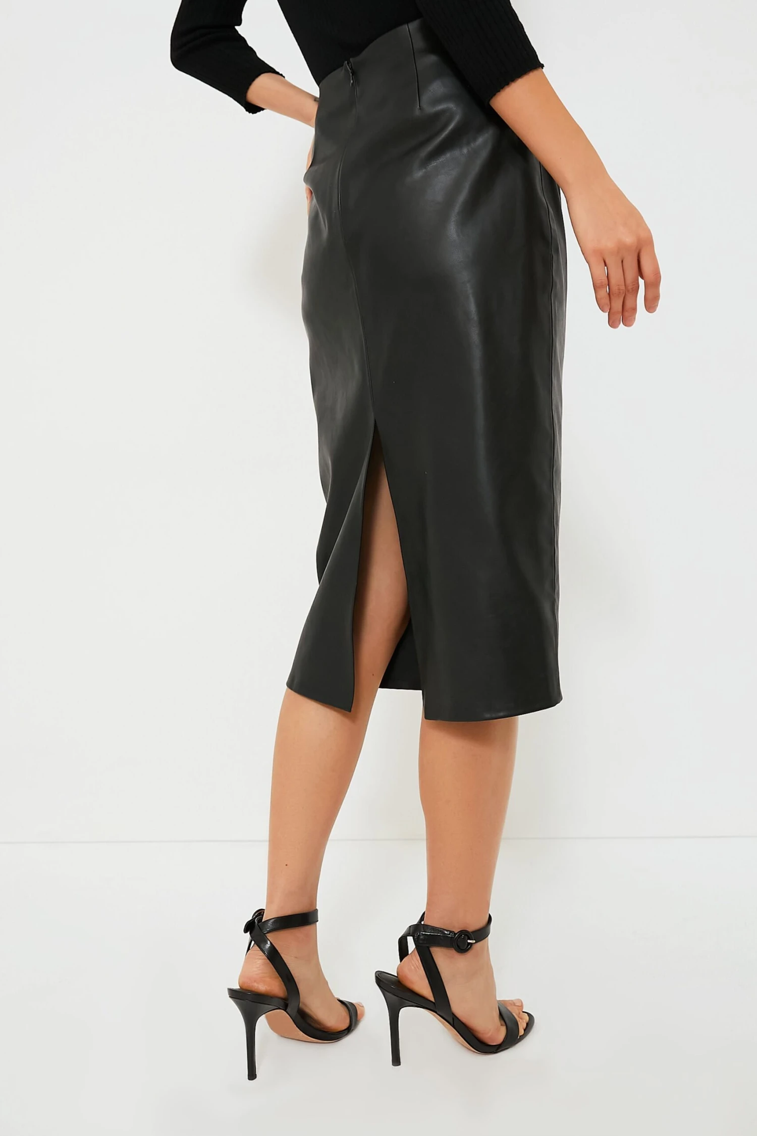 Black Leather Monica Midi Skirt 3 Black Leather Monica Midi Skirt - Image 3