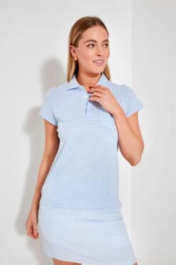 Periwinkle And White Short Sleeve Polo