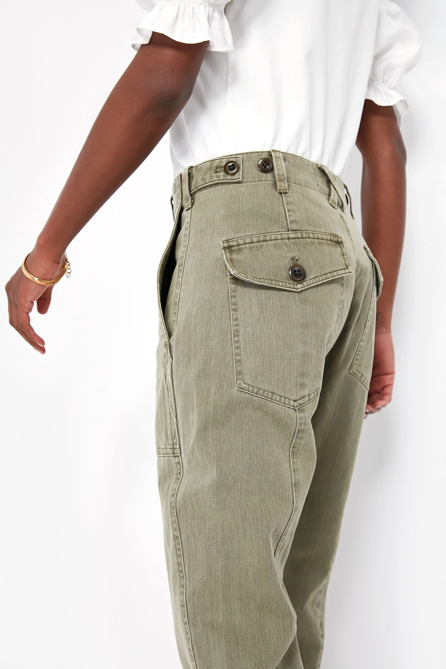 Vintage Olive Herringbone Utility Pant 5 Vintage Olive Herringbone Utility Pant - Image 5