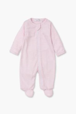Pink Classic Rib Zipper Footie