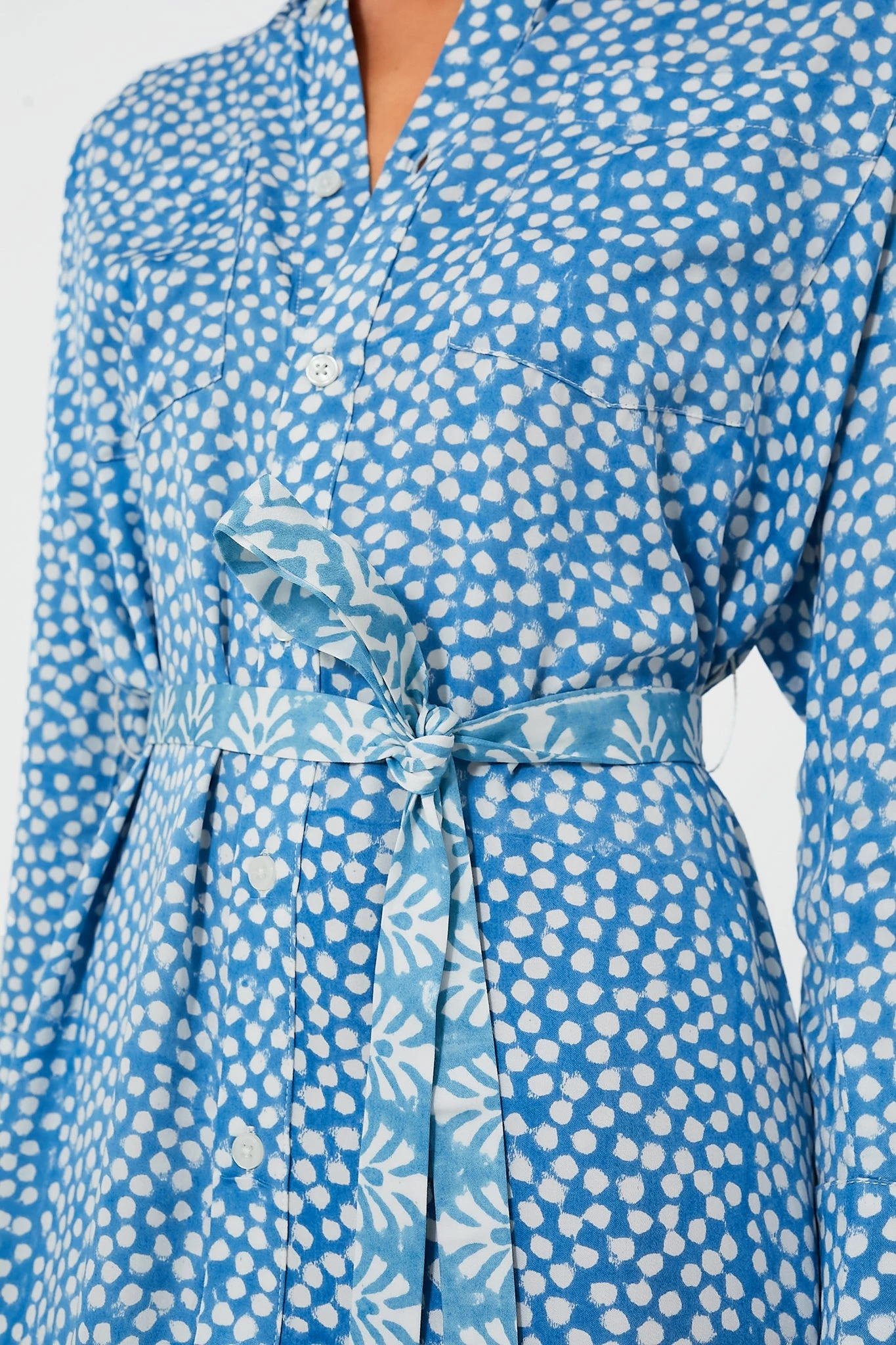Painterly Dots Blue Ry Shirtdress 4 Painterly Dots Blue Ry Shirtdress - Image 4