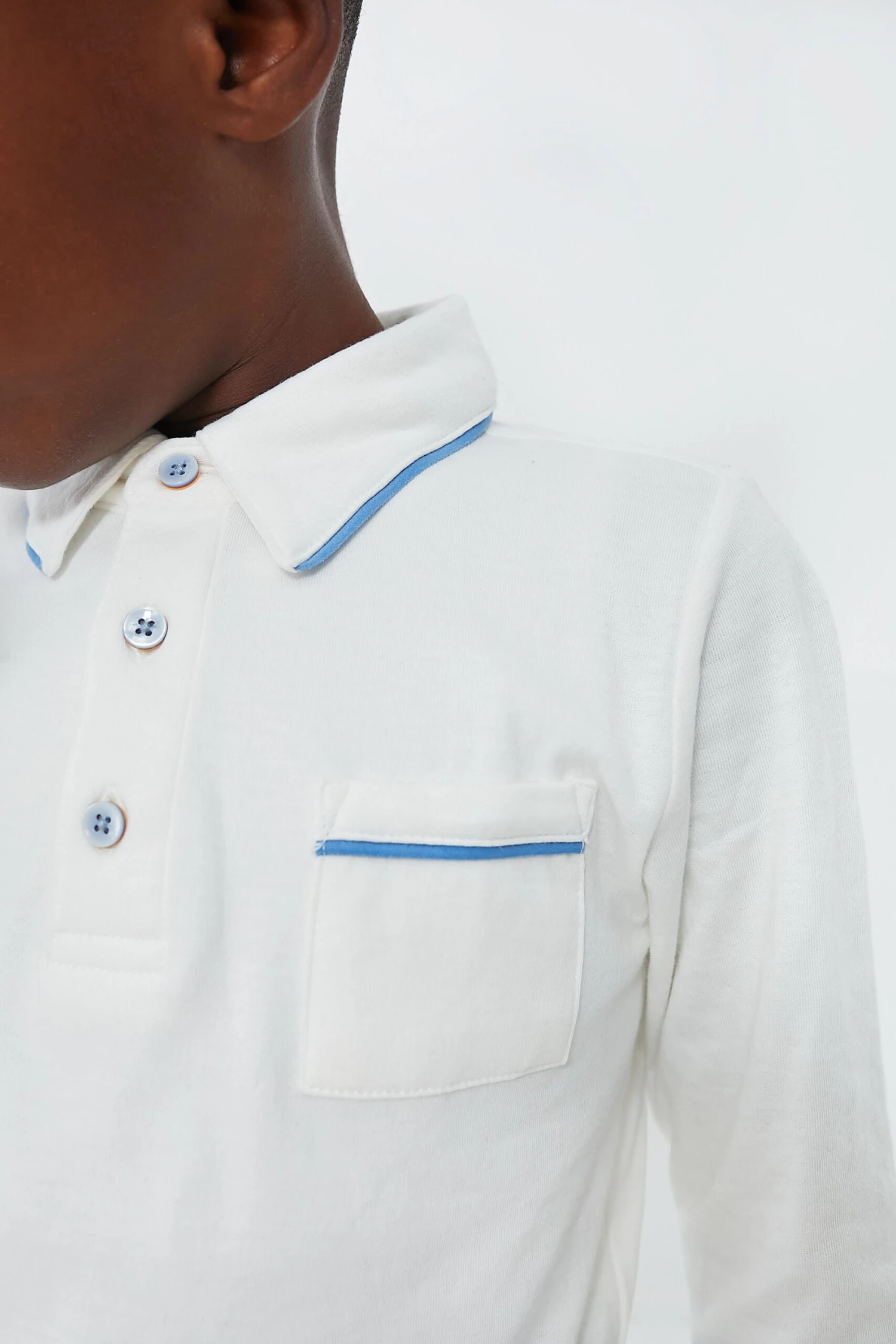 Blue Piping Parker Long Sleeve Polo 6 Blue Piping Parker Long Sleeve Polo - Image 6