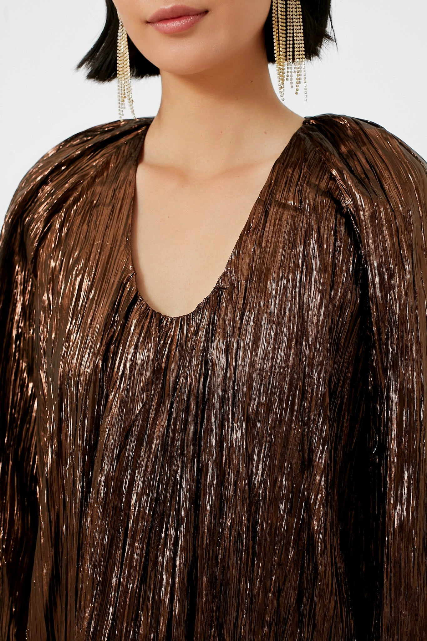 Bronze Metallic Plisse Dorinda Midi Dress 6 Bronze Metallic Plisse Dorinda Midi Dress - Image 6