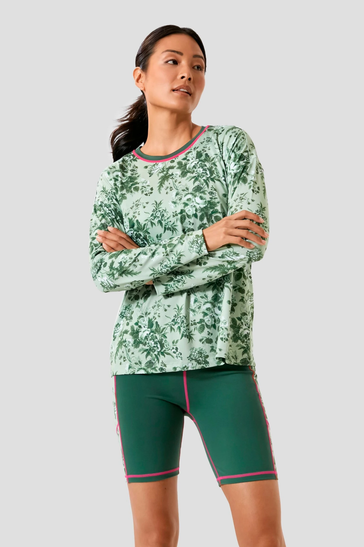 Green Bouquet Long Sleeve Ryan Boyfriend Tee 1 Green Bouquet Long Sleeve Ryan Boyfriend Tee